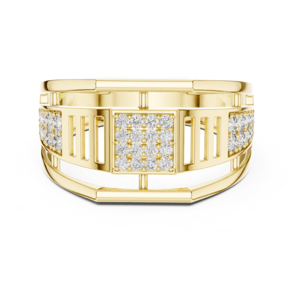 Yellow gold geometric band ring with round diamonds
Modern yellow gold diamond statement ring design
Elegant yellow gold open style diamond band
Yellow gold square cluster diamond fashion ring
Luxury yellow gold wide band ring for women
Stylish yellow gold round diamond designer ring
Fine jewelry yellow gold geometric diamond ring
Handmade yellow gold diamond band closeup view
Unique yellow gold open frame diamond ring
Yellow gold modern ring with sparkling diamonds