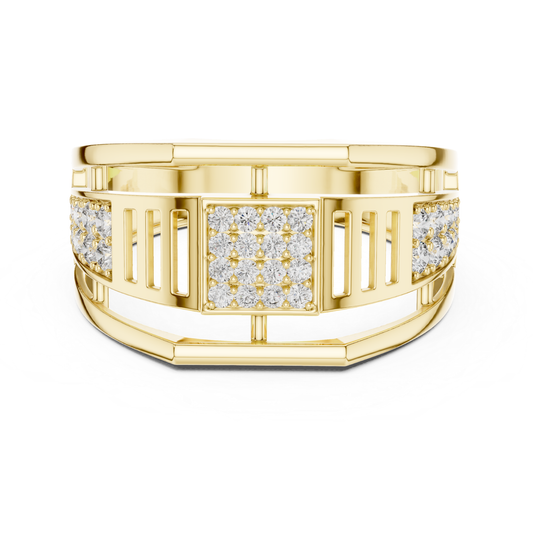 Yellow gold geometric band ring with round diamonds
Modern yellow gold diamond statement ring design
Elegant yellow gold open style diamond band
Yellow gold square cluster diamond fashion ring
Luxury yellow gold wide band ring for women
Stylish yellow gold round diamond designer ring
Fine jewelry yellow gold geometric diamond ring
Handmade yellow gold diamond band closeup view
Unique yellow gold open frame diamond ring
Yellow gold modern ring with sparkling diamonds