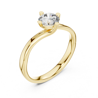 Perspective view yellow gold twisted solitaire ring
Yellow gold round diamond engagement ring angle
Twisted band solitaire diamond ring gold
Yellow gold prong set diamond solitaire ring
Minimal round diamond ring perspective view
Elegant twisted diamond band yellow gold
Modern solitaire engagement ring gold angle
Round diamond twist band ring yellow gold
Classic yellow gold solitaire ring perspective
Yellow gold round diamond promise ring angle