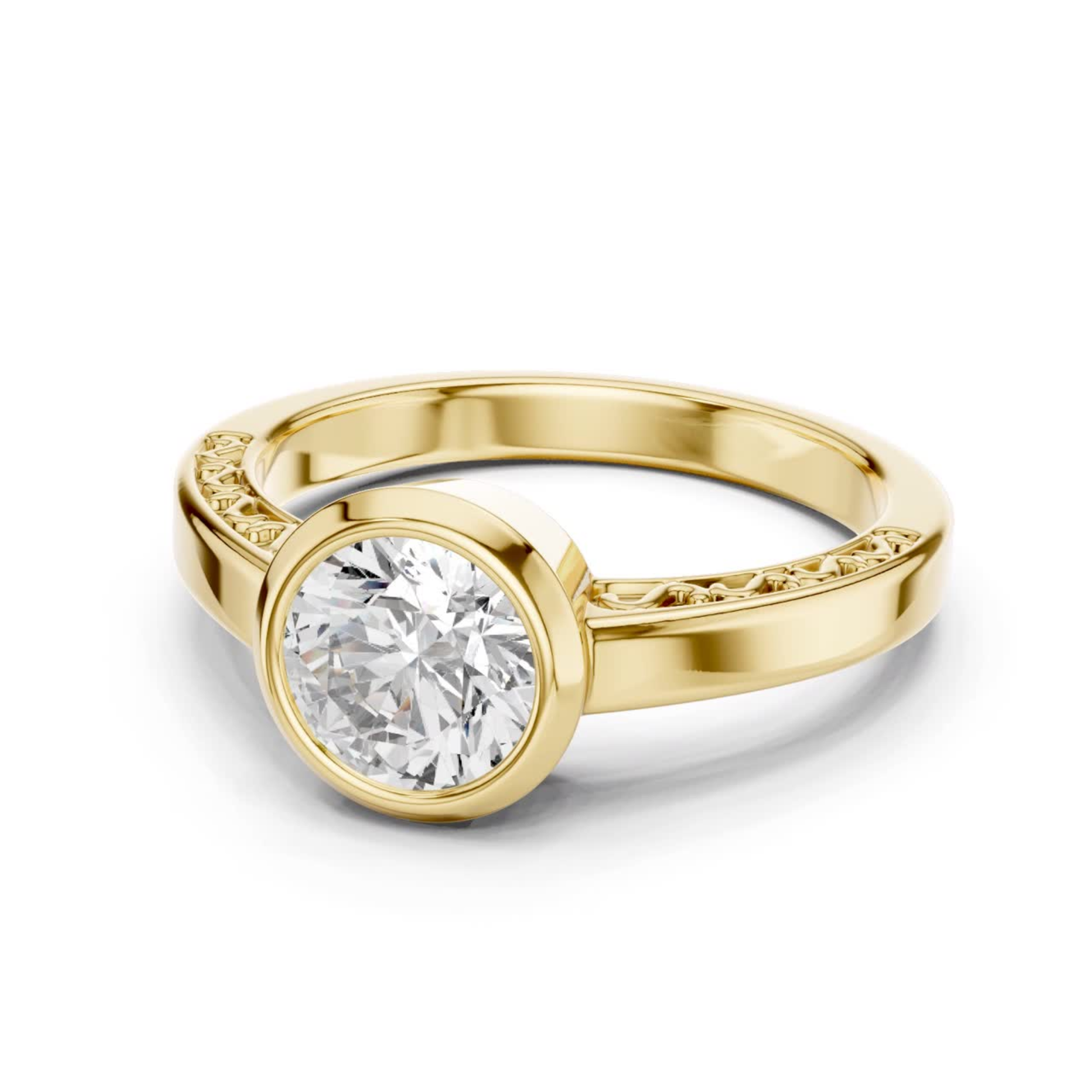 Yellow gold round diamond bezel solitaire ring angle view
Yellow gold round diamond bezel ring angled front view
Round diamond bezel solitaire ring in yellow gold
Polished yellow gold bezel diamond ring design view
Round brilliant bezel set diamond gold ring design
Yellow gold round bezel solitaire diamond ring view
Angled view round diamond bezel setting gold ring
Yellow gold bezel set round diamond ring profile
Minimal round diamond bezel gold ring angle view
Yellow gold round bezel diamond ring 