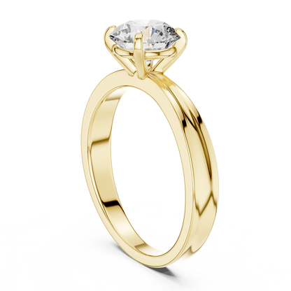Yellow gold round diamond ring profile view
Yellow gold solitaire ring with tall setting
Yellow gold polished band diamond profile
Round diamond yellow gold ring from profile
Yellow gold four prong diamond ring design
Yellow gold classic solitaire ring profile
Raised round diamond setting in yellow gold
Yellow gold elegant diamond ring side profile
Yellow gold slim band round diamond ring
Yellow gold round cut diamond ring profile