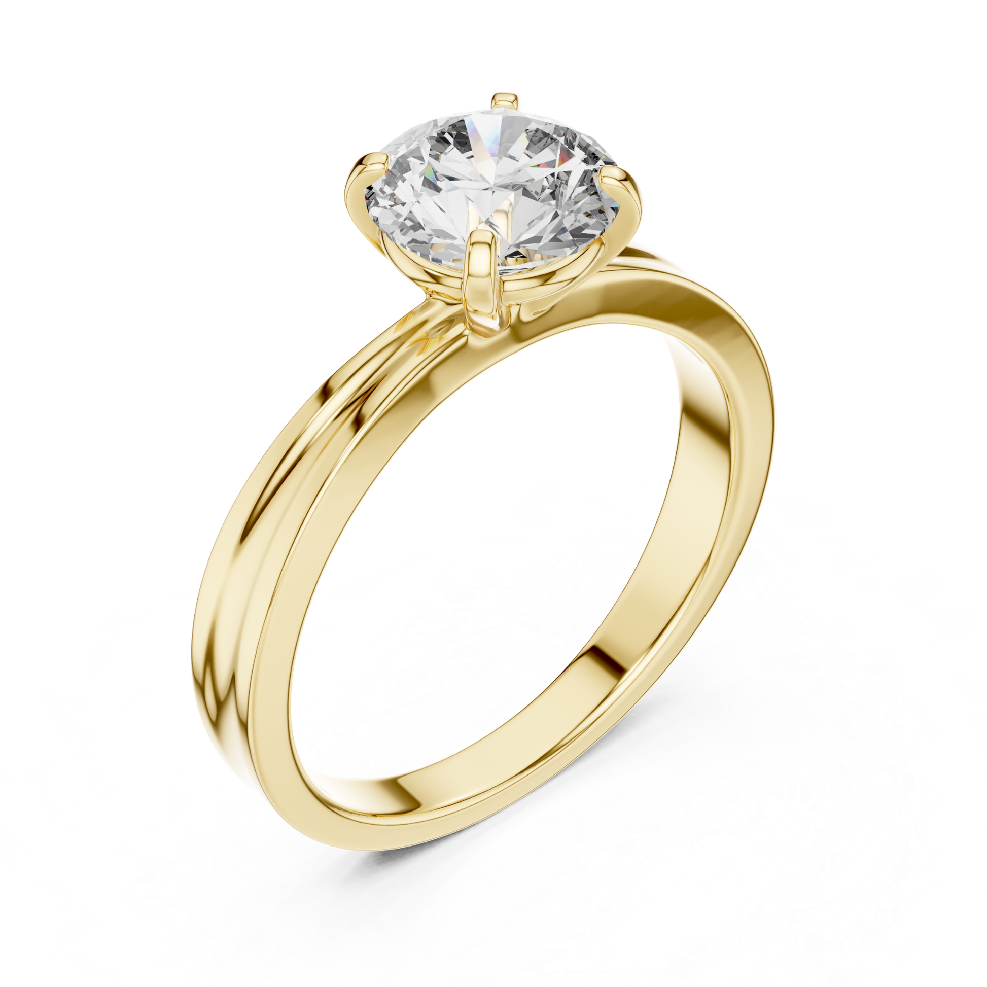 Yellow gold round diamond ring from side angle
Side angle yellow gold solitaire diamond ring
Yellow gold classic ring with round diamond
Yellow gold polished diamond ring side profile
Round diamond yellow gold ring angled perspective
Yellow gold four prong solitaire ring detail
Yellow gold elegant round diamond ring angle
Raised round diamond setting in yellow gold
Yellow gold slim band diamond solitaire ring
Yellow gold round cut diamond ring side detail