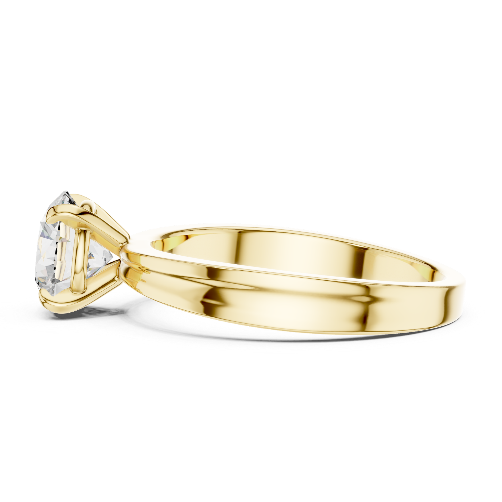 Yellow gold solitaire ring with raised diamond setting
Yellow gold round diamond ring side profile design
Yellow gold polished band with round diamond
Side profile of yellow gold diamond solitaire ring
Yellow gold four prong round diamond setting
Yellow gold round brilliant diamond ring profile
Classic yellow gold engagement ring side detail
Yellow gold sleek band with solitaire diamond
Yellow gold round diamond ring gallery profile
Minimal yellow gold diamond ring side perspective