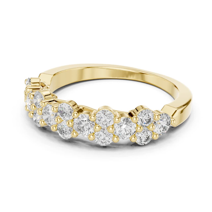 Side view yellow gold diamond cluster band ring
Yellow gold round diamond band side angle
Diamond cluster wedding band side view
Yellow gold multi diamond ring side profile
Round diamond stackable band side view
Shared prong diamond band yellow gold
Yellow gold floral diamond ring side view
Minimal diamond cluster band side angle
Yellow gold round diamond statement band
Side profile diamond anniversary band ring