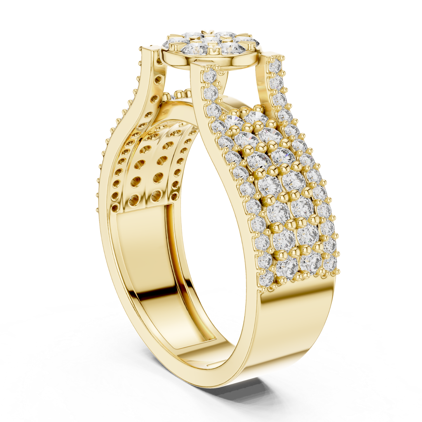 Back angle round diamond cluster ring in yellow gold
Yellow gold diamond cluster ring rear view
Floral diamond ring back profile in yellow gold
Round diamond flower cluster ring rear angle
Yellow gold ring with round diamond cluster back view
Multi diamond cluster ring with pave details rear view
Yellow gold floral diamond ring back profile
Pave diamond band with round cluster center rear angle
Classic round diamond cluster ring back view
Yellow gold diamond flower ring rear profile
