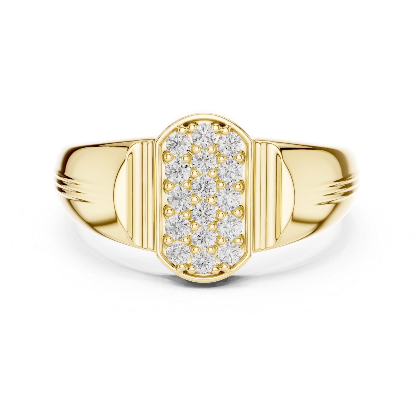 Yellow gold diamond cluster signet ring for women
Round diamond cluster ring in yellow gold
Minimal yellow gold statement ring with round stones
Gold cluster ring with bold signet style design
Round cut cluster ring in polished yellow gold
Yellow gold fashion ring with rectangular top
Elegant round signet ring for everyday wear
Modern yellow gold ring with round diamonds
Luxury yellow gold ring with classic cluster setting
Yellow gold multi ring with sleek bold band