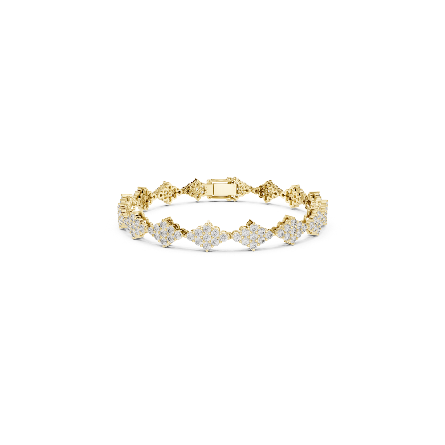Yellow gold round diamond cluster tennis bracelet
Round diamond floral cluster bracelet in yellow gold
Yellow gold bracelet with round diamond clusters
Round cut diamond tennis bracelet yellow gold design
Yellow gold round diamond link bracelet front view
Cluster set round diamond bracelet in yellow gold
Yellow gold diamond bracelet with floral motifs
Round diamond cluster link bracelet with clasp
Yellow gold tennis bracelet featuring round diamonds
Elegant round diamond cluster bracelet yellow gold finish