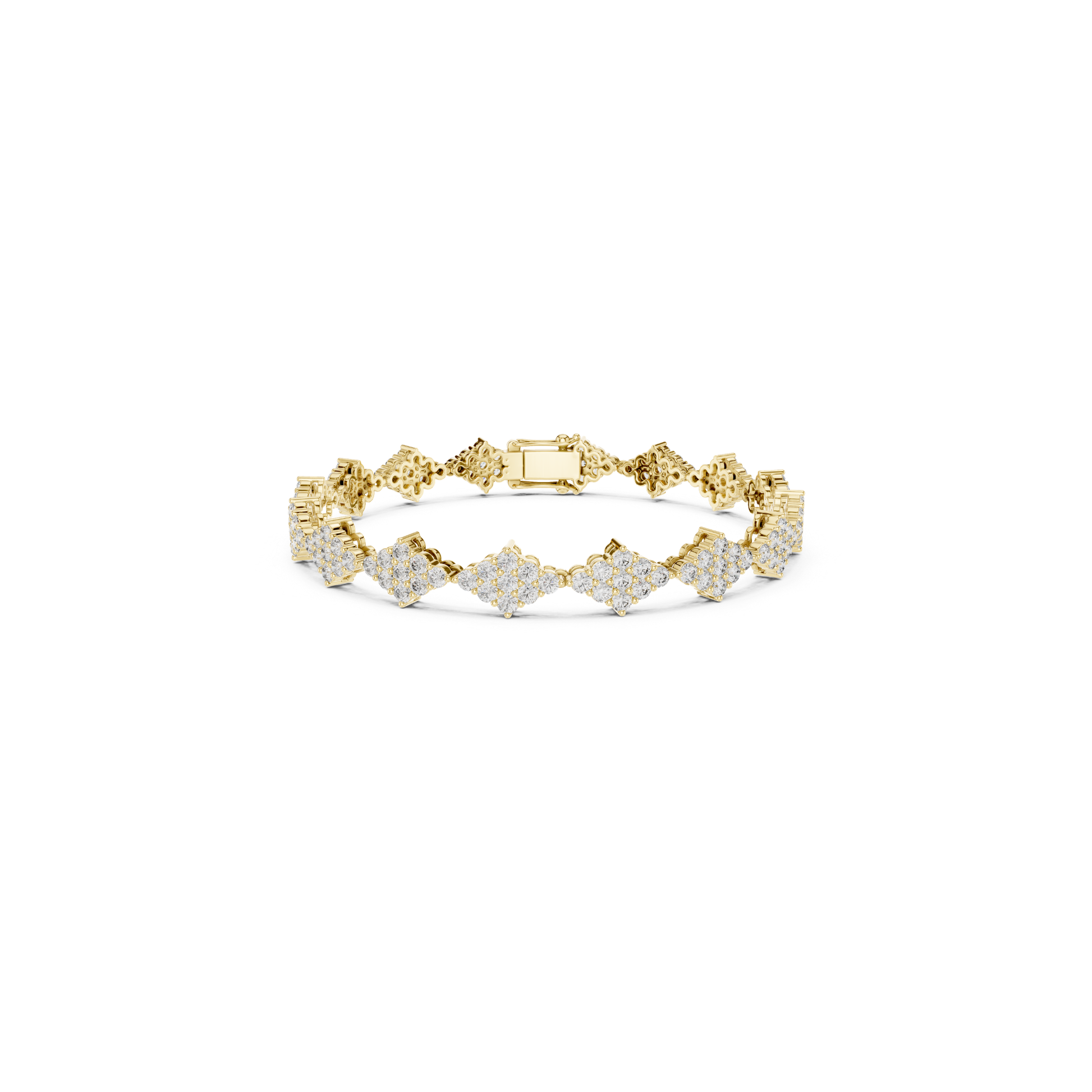 Yellow gold round diamond cluster tennis bracelet
Round diamond floral cluster bracelet in yellow gold
Yellow gold bracelet with round diamond clusters
Round cut diamond tennis bracelet yellow gold design
Yellow gold round diamond link bracelet front view
Cluster set round diamond bracelet in yellow gold
Yellow gold diamond bracelet with floral motifs
Round diamond cluster link bracelet with clasp
Yellow gold tennis bracelet featuring round diamonds
Elegant round diamond cluster bracelet yellow gold finish