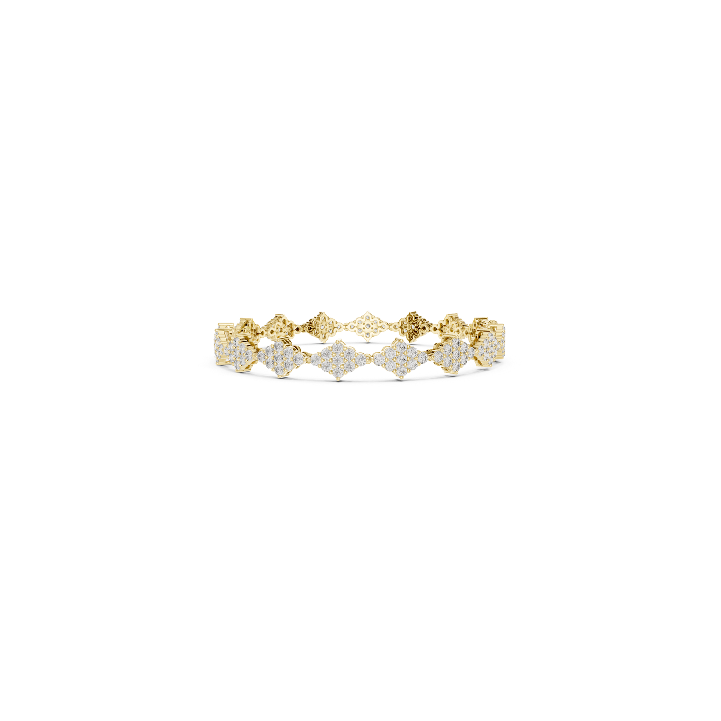 Yellow gold round diamond cluster tennis bracelet
Full view with round diamond cluster links
Yellow gold tennis bracelet with round diamonds
Round diamond cluster bracelet displayed elegantly
Yellow gold diamond bracelet with cluster pattern
Complete view of round diamond cluster bracelet
Yellow gold link bracelet featuring diamonds
Round diamond cluster bracelet on white background
Yellow gold bracelet with repeating cluster design
Wide view of round diamond cluster bracelet
