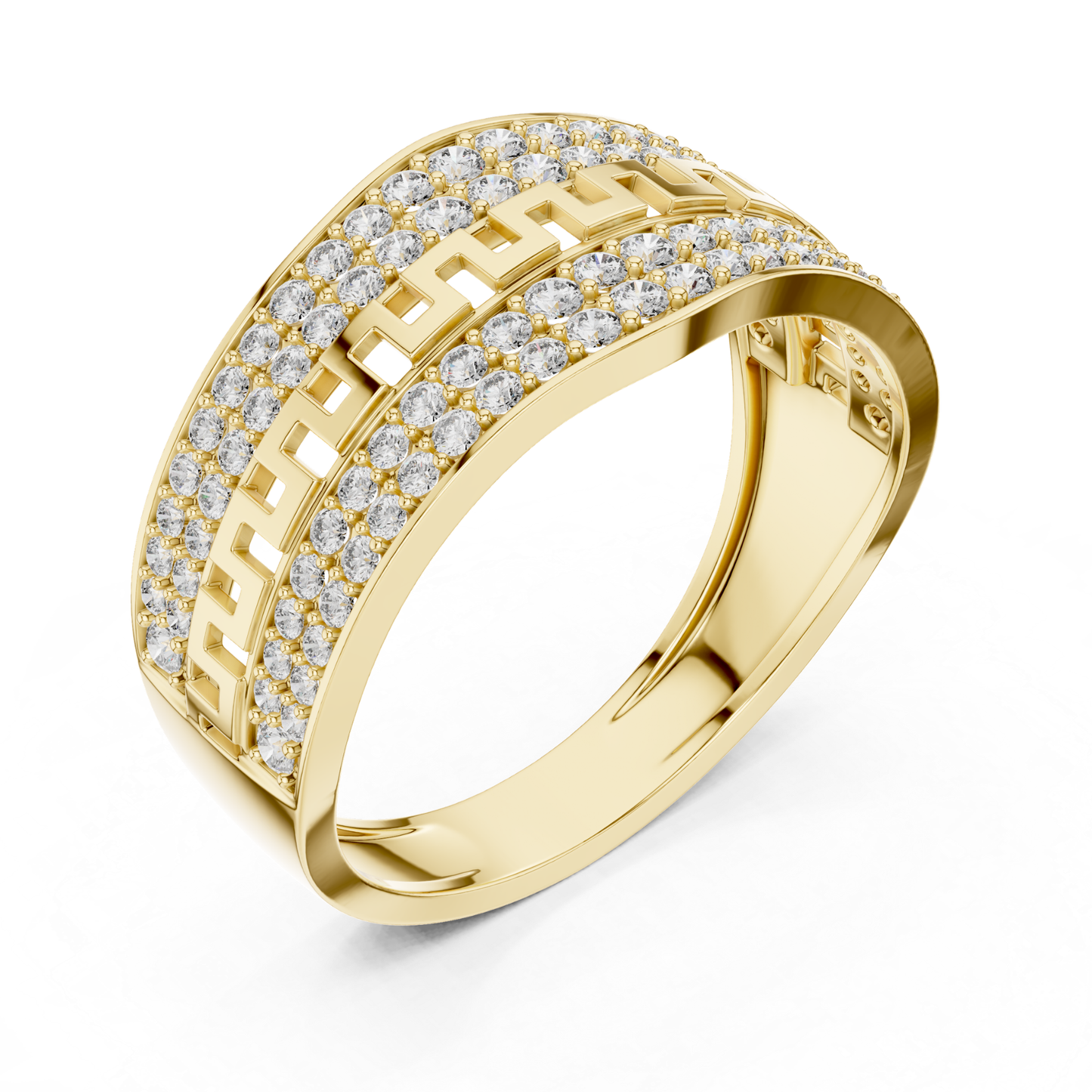 Yellow gold round diamond Greek key ring
Modern yellow gold pave diamond fashion band
Yellow gold geometric pattern wide ring
Round diamond yellow gold statement band ring
Yellow gold luxury pave diamond ring design
Contemporary yellow gold Greek motif band
Yellow gold layered round diamond fashion ring
Elegant yellow gold patterned diamond band
Yellow gold structured geometric wide ring
Round diamond yellow gold premium band ring