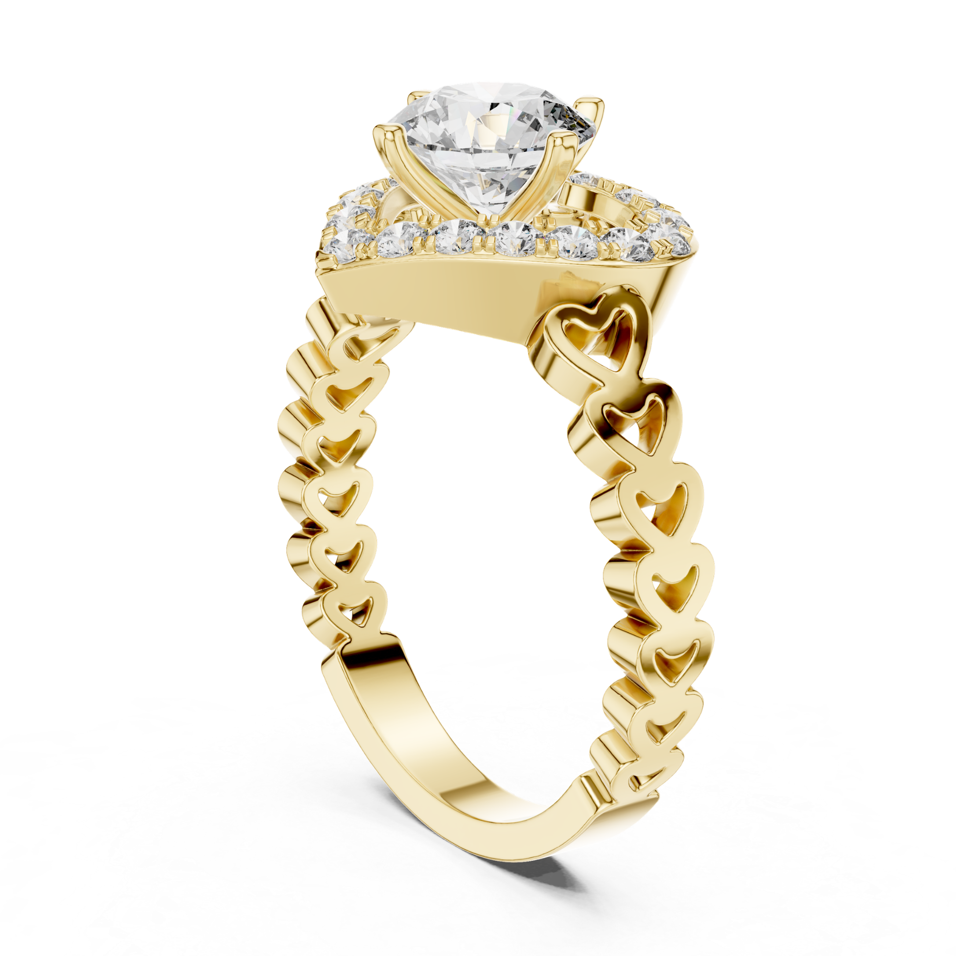 Yellow gold heart halo ring gallery view design
Gallery view round diamond heart halo gold ring
Yellow gold heart diamond ring under gallery view
Heart halo gallery setting with round diamond
Yellow gold diamond heart ring gallery profile
Open gallery heart halo diamond ring design
Yellow gold elevated heart halo ring setting
Round diamond heart gallery ring side angle
Yellow gold heart halo ring mounting design
Cathedral style heart halo diamond ring view
