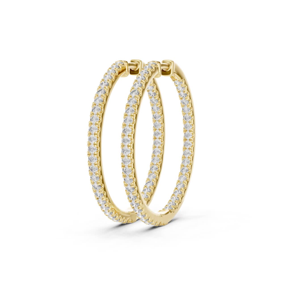 Side view of yellow gold round diamond hoop earrings
Round diamond hoop earrings side profile in yellow gold
Yellow gold hoop earrings with round diamonds side view
Side angle round diamond hoop earrings in yellow gold
Prong set round diamond hoop earrings side view
Yellow gold round diamond hoops side perspective
Slim hoop earrings with round diamonds side view
Double row round diamond hoop earrings side angle
Fine yellow gold diamond hoop earrings side profile
Round cut diamond hoop earrings side view