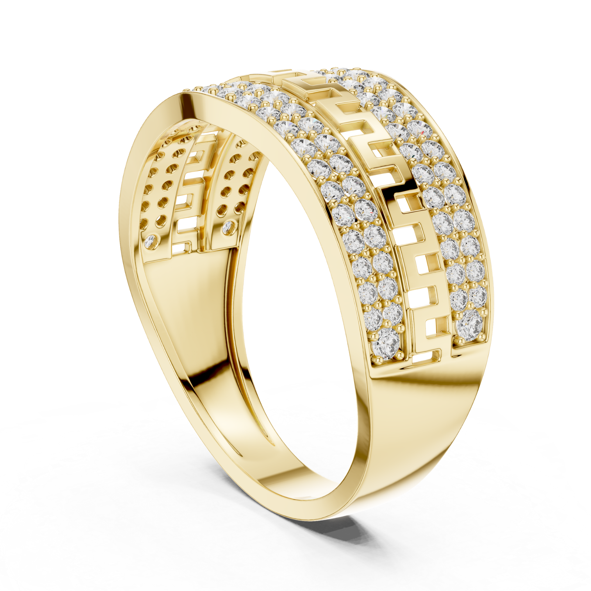 Yellow gold round diamond maze pattern ring side view
Side profile yellow gold architectural diamond band
Yellow gold patterned pave diamond fashion ring
Modern yellow gold linear design diamond ring
Yellow gold bold diamond statement band ring
Contemporary yellow gold ornamental diamond ring
Yellow gold detailed pattern wide band ring
Elegant yellow gold designer diamond band ring
Round diamond yellow gold luxury pattern ring
Yellow gold handcrafted style diamond ring profile