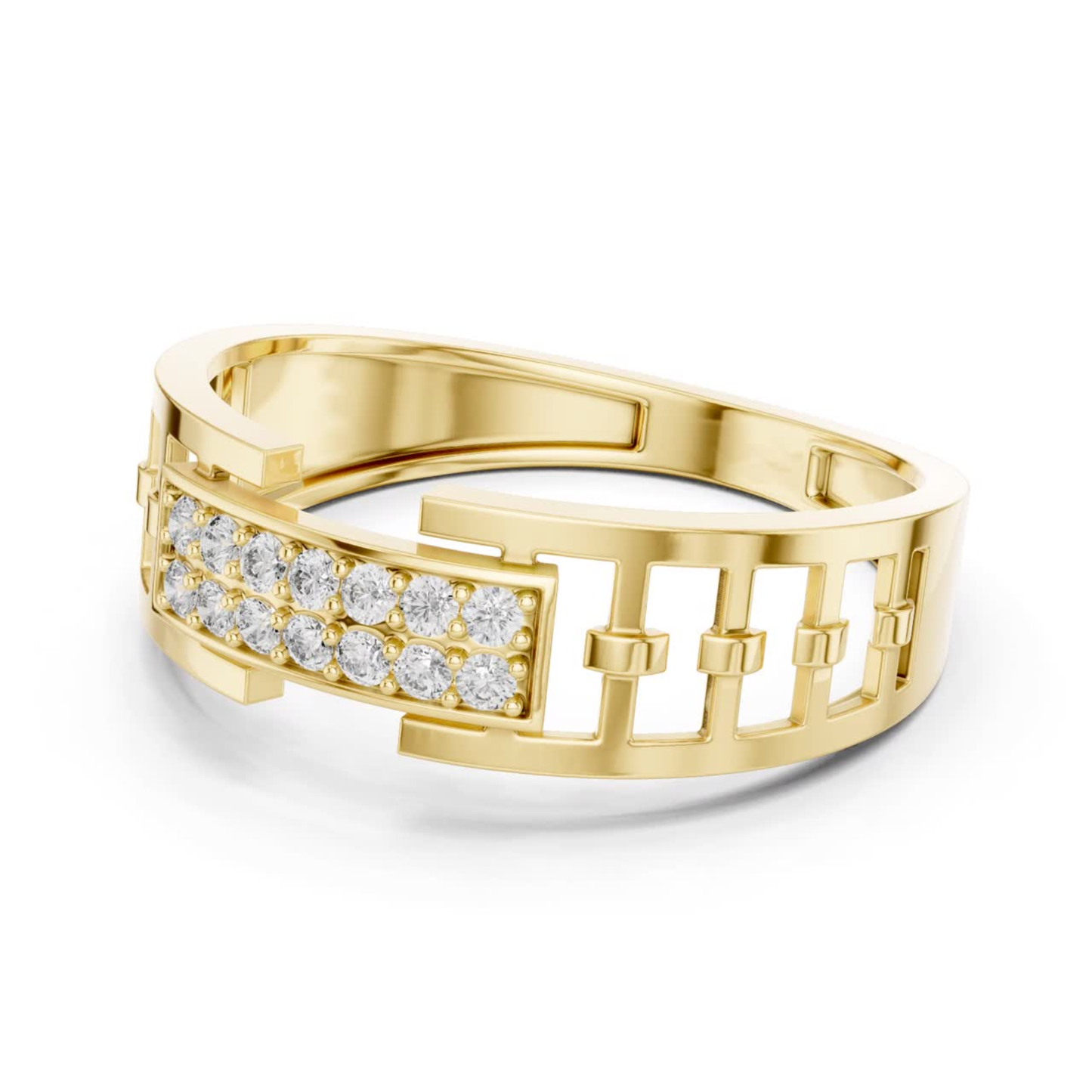 Yellow gold round diamond open designer ring
Luxury yellow gold ring with sparkling diamonds
Elegant yellow gold geometric diamond ring
Stylish yellow gold open pattern diamond band
Premium yellow gold round diamond fashion ring
Modern yellow gold statement ring with pave diamonds
High polish yellow gold designer diamond ring
Bold yellow gold ring featuring round cut diamonds
Exclusive yellow gold luxury diamond band ring
Designer yellow gold open style diamond jewelry ring