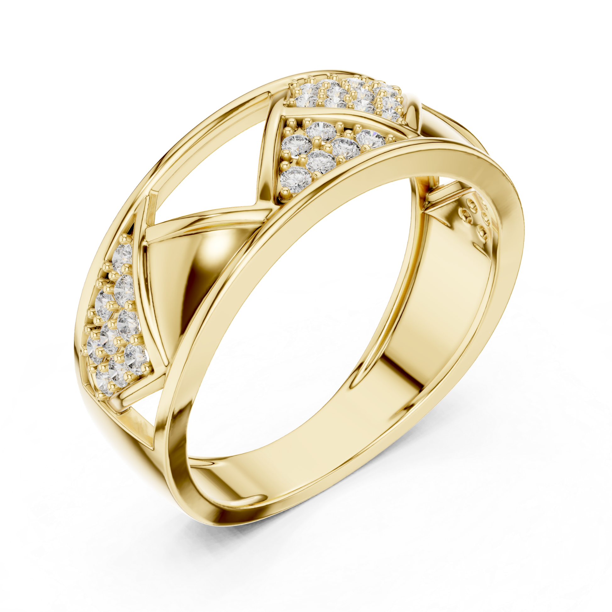 Yellow gold open geometric ring with round diamonds
Elegant yellow gold diamond crossover ring design
Modern yellow gold pave diamond fashion ring
Yellow gold criss cross ring with round diamond accents
Luxury yellow gold statement ring for women
Stylish yellow gold diamond band with open pattern
Fine jewelry yellow gold round diamond ring
Unique yellow gold geometric diamond ring closeup
Handmade yellow gold diamond ring modern style
Yellow gold designer ring with sparkling diamonds