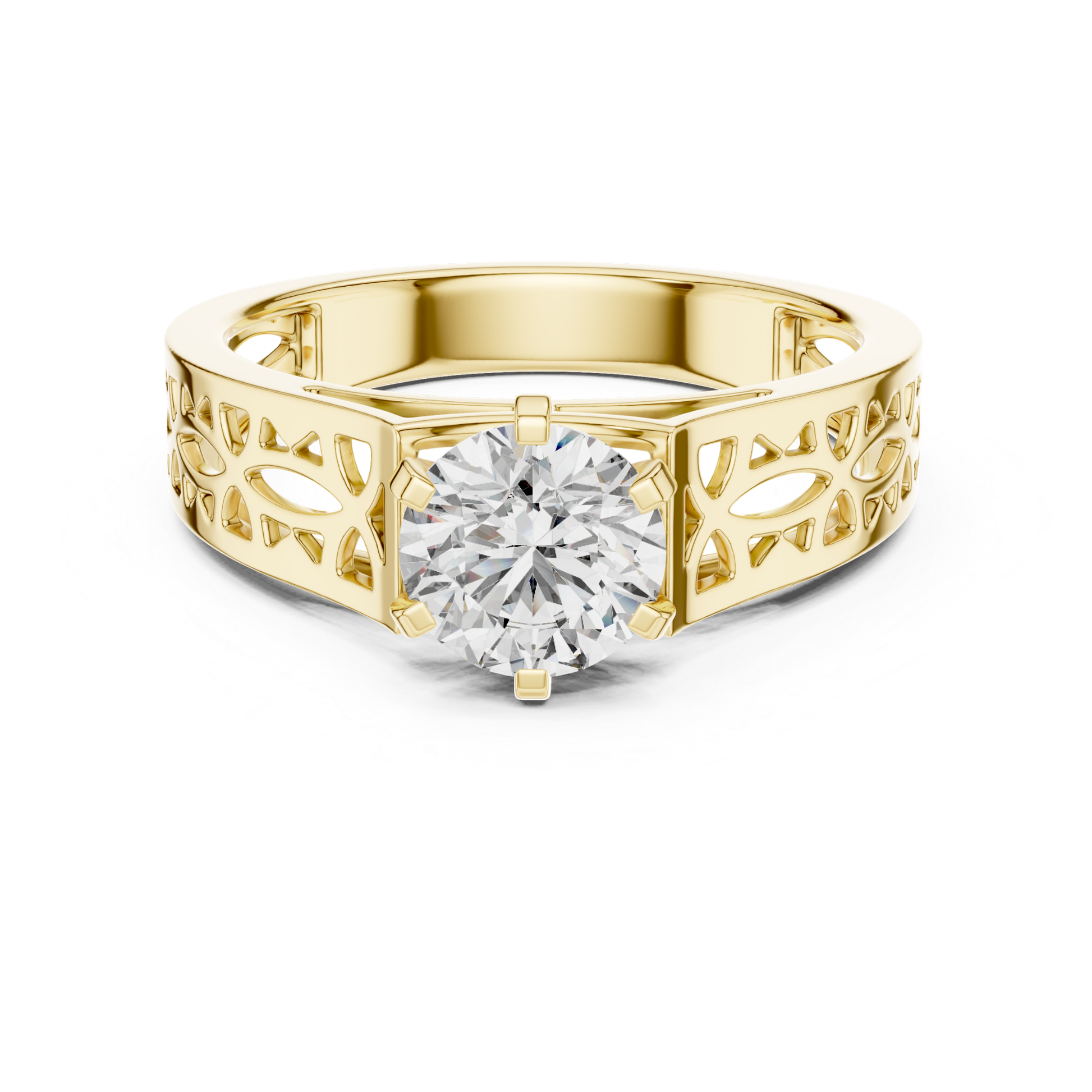 Yellow gold ring with round solitaire diamond design
Openwork yellow gold diamond band ring design
Wide yellow gold ring with round brilliant diamond
Carved yellow gold solitaire diamond band ring
Six prong round diamond yellow gold band ring
Polished yellow gold open pattern diamond ring
Round brilliant diamond wide yellow gold band
Decorative yellow gold round diamond band ring
Modern cutout yellow gold round diamond ring
Yellow gold handcrafted round diamond band ring