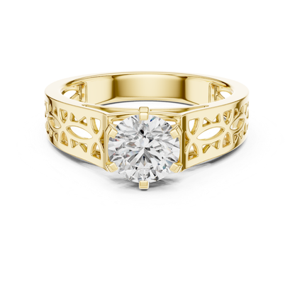 Yellow gold ring with round solitaire diamond design
Openwork yellow gold diamond band ring design
Wide yellow gold ring with round brilliant diamond
Carved yellow gold solitaire diamond band ring
Six prong round diamond yellow gold band ring
Polished yellow gold open pattern diamond ring
Round brilliant diamond wide yellow gold band
Decorative yellow gold round diamond band ring
Modern cutout yellow gold round diamond ring
Yellow gold handcrafted round diamond band ring