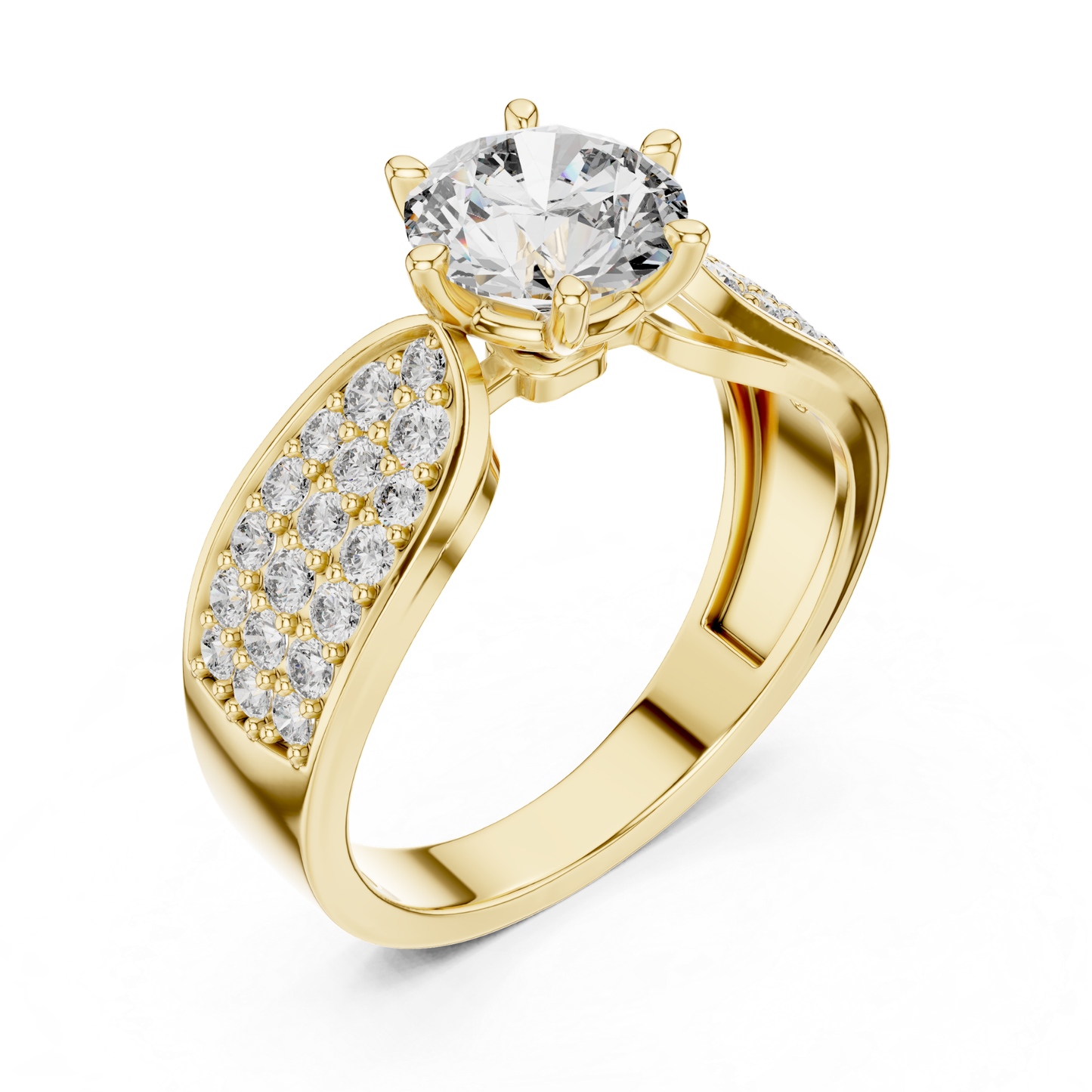 Yellow gold round diamond pave solitaire ring angled view
Angled yellow gold pave band with round diamond
Yellow gold polished pave diamond ring angled design
Round diamond yellow gold pave band ring angle
Six prong yellow gold round diamond pave ring
Yellow gold tapered pave diamond band design
Modern yellow gold solitaire pave diamond ring
Yellow gold wide band with pave diamonds
Elegant yellow gold round diamond angled ring
Yellow gold brilliant diamond pave band design