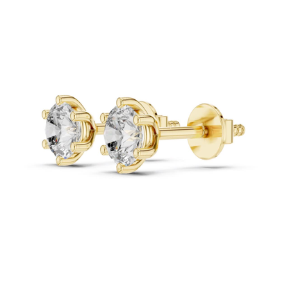 Yellow gold round diamond stud earrings side view
Round diamond solitaire stud earrings side view
Six prong round diamond studs side view
Yellow gold diamond stud earrings side view
Classic round diamond studs side profile
Round solitaire diamond earrings side angle
Yellow gold prong set diamond studs profile
Round brilliant diamond studs side view
Minimal diamond stud earrings side profile
Round diamond earrings yellow gold side view