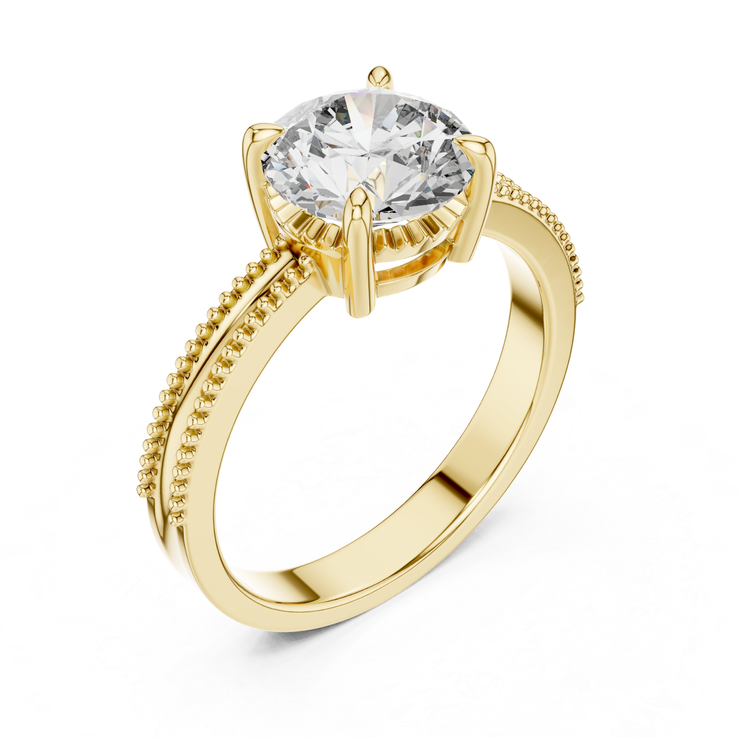 Yellow gold round diamond split band ring angled view
Angled yellow gold round diamond split band ring
Yellow gold solitaire ring with split shank
Four prong yellow gold round diamond ring
Round diamond yellow gold split band engagement ring
Yellow gold ring with double beaded split band
Raised round diamond yellow gold solitaire ring
Polished yellow gold split shank diamond ring
Round brilliant diamond yellow gold split ring
Yellow gold engagement ring with round diamond