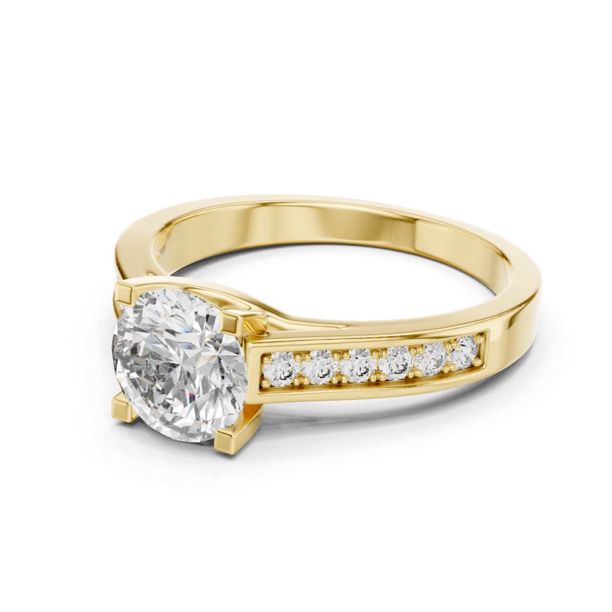 Yellow gold round solitaire channel diamond ring angle
Angled channel set diamond ring in yellow gold
Yellow gold channel band diamond ring design
Round diamond channel set solitaire ring style
Yellow gold solitaire ring with channel diamonds
Polished yellow gold channel diamond ring design
Minimal channel set solitaire diamond ring style
Round brilliant channel diamond ring yellow gold
Yellow gold round channel set diamond ring style
Classic channel diamond solitaire ring yellow gold