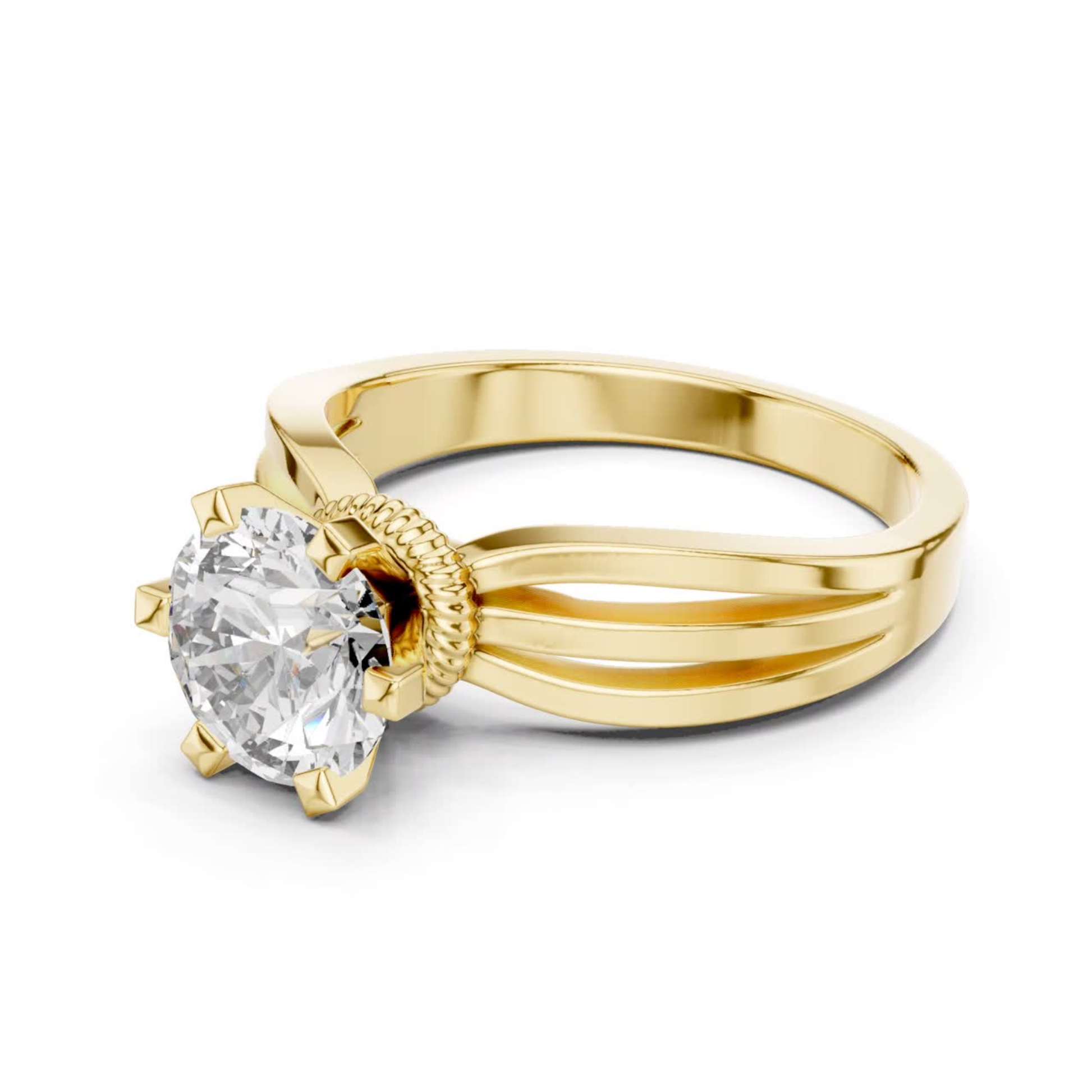Yellow gold round solitaire split shank diamond ring
Angled split shank round diamond ring in yellow gold
Yellow gold split band solitaire diamond ring
Round diamond split shank ring angle design
Yellow gold solitaire ring with split band
Polished yellow gold split shank diamond ring
Minimal split shank solitaire ring angle
Round brilliant diamond split shank ring design
Yellow gold round diamond split band ring
Classic split shank diamond ring in yellow gold