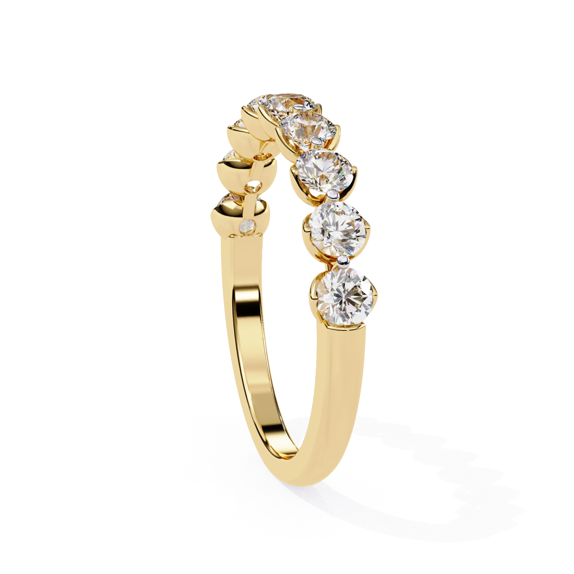 Yellow gold ring with round stones
Round stone diamond band view
Yellow gold round cut ring
Side angle round diamond band
Yellow gold band stone setting
Round diamond ring side view
Yellow gold stone band profile
Round cut stones gold ring
Yellow gold ring stone row
Round stone band side angle