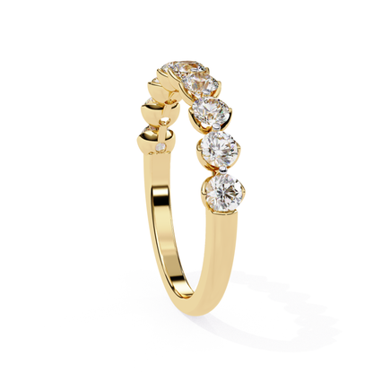 Yellow gold ring with round stones
Round stone diamond band view
Yellow gold round cut ring
Side angle round diamond band
Yellow gold band stone setting
Round diamond ring side view
Yellow gold stone band profile
Round cut stones gold ring
Yellow gold ring stone row
Round stone band side angle