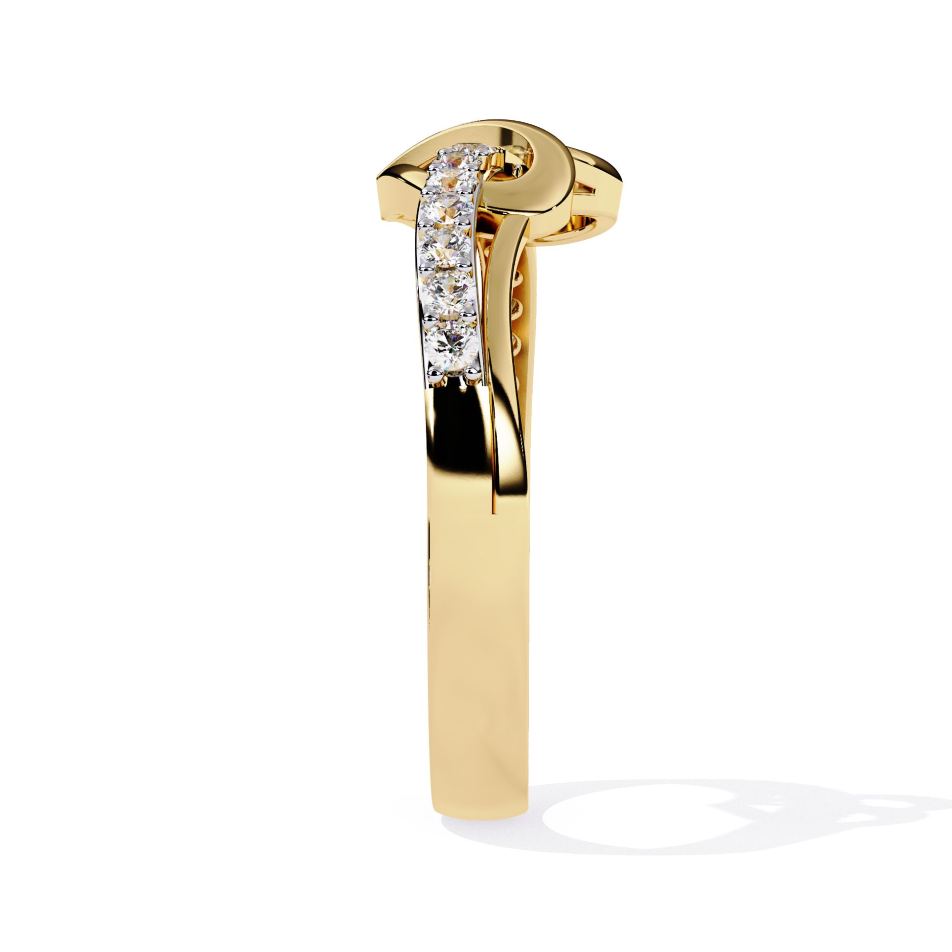 Yellow gold ring side view with round diamonds
Side profile yellow gold band with diamond row
Yellow gold ring showing curved diamond setting
Side angle yellow gold ring with round stones
Yellow gold band side view with diamond line
Curved yellow gold ring side with diamond detail
Yellow gold ring side profile diamond work
Side look yellow gold ring with round diamonds
Yellow gold band showing side diamond setting
Yellow gold ring side angle with diamond row