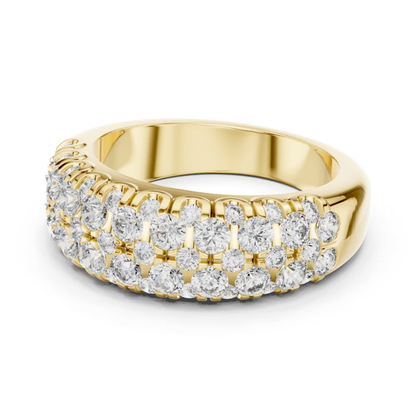 Side view yellow gold multi row diamond band ring
Yellow gold diamond band ring side angle view
Side profile yellow gold round diamond statement band
Yellow gold wide diamond ring with side perspective
Angled view yellow gold multi row diamond ring
Yellow gold Pave diamond band ring side view
Side angle yellow gold round diamond anniversary band
Luxury yellow gold diamond band ring side profile
Yellow gold layered diamond ring with angled view
Side view yellow gold wide band with round diamonds