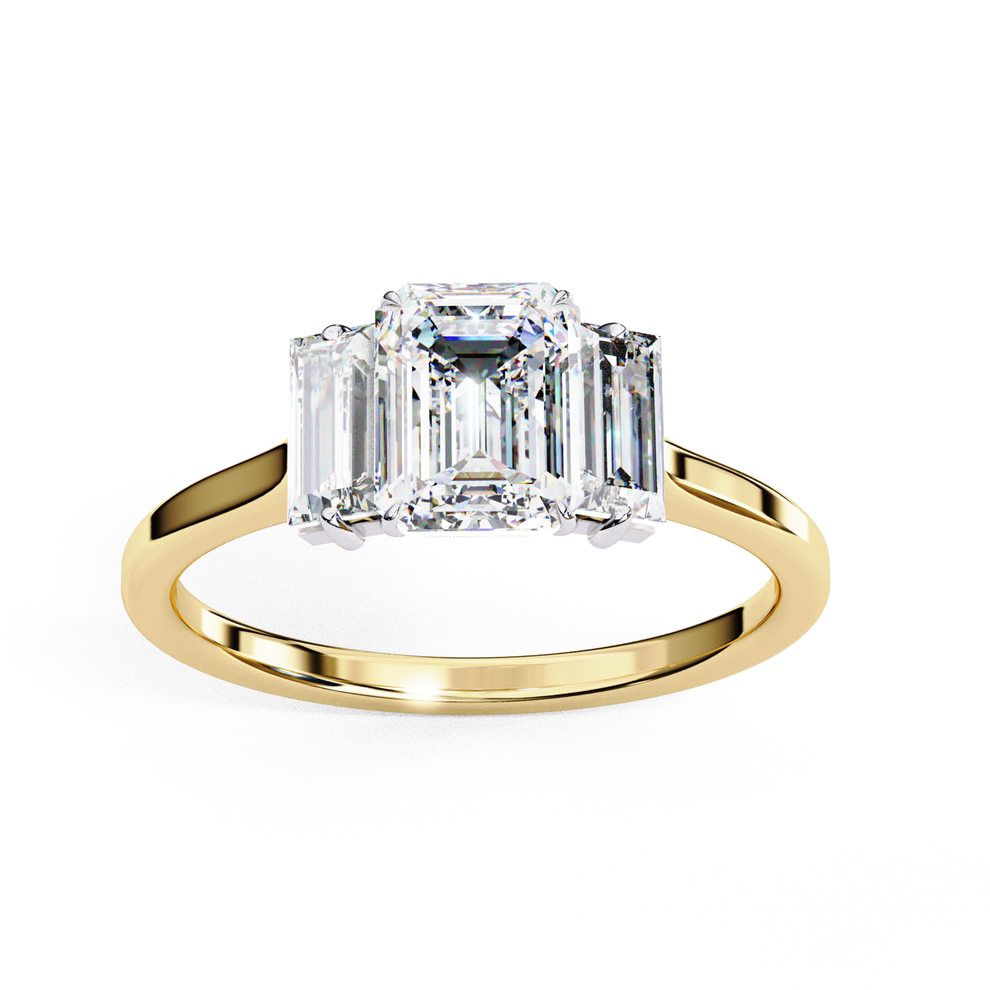 Yellow gold band with three diamonds
Three diamonds in yellow gold setting
Yellow gold ring with three stones
Three stone diamond ring in gold
Close up of gold ring with diamonds
Three diamonds in yellow gold band
Side view of yellow gold ring
Yellow gold band with diamonds
Three diamonds set in gold band
Top view of gold three stone ring
