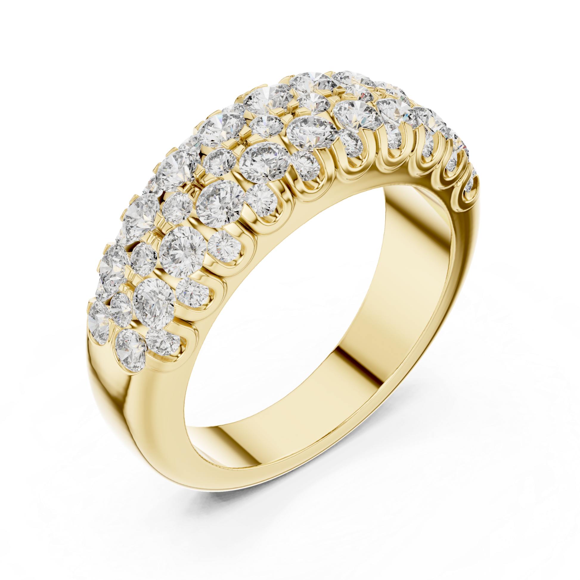 Tilted view yellow gold multi row diamond band ring
Yellow gold round diamond band ring tilted angle view
Yellow gold statement diamond ring with angled perspective
Multi row yellow gold diamond ring with round stones
Yellow gold luxury diamond band with tilted profile
Yellow gold Pave diamond band ring tilted view
Wide yellow gold anniversary band with brilliant diamonds
Angled yellow gold multi diamond fashion ring
Yellow gold layered diamond band with side tilt view
Bold yellow gold round diamond ring 