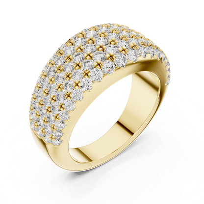 Tilted view yellow gold wide Pave diamond band ring
Yellow gold multi row diamond ring tilted angle view
Yellow gold statement diamond band with angled perspective
Wide yellow gold ring with round brilliant diamonds
Yellow gold luxury Pave diamond anniversary band
Angled yellow gold layered diamond fashion ring
Bold yellow gold multi diamond statement band
Yellow gold wide diamond ring with tilted profile
Multi row yellow gold Pave ring angled display
Yellow gold round diamond band tilted side view