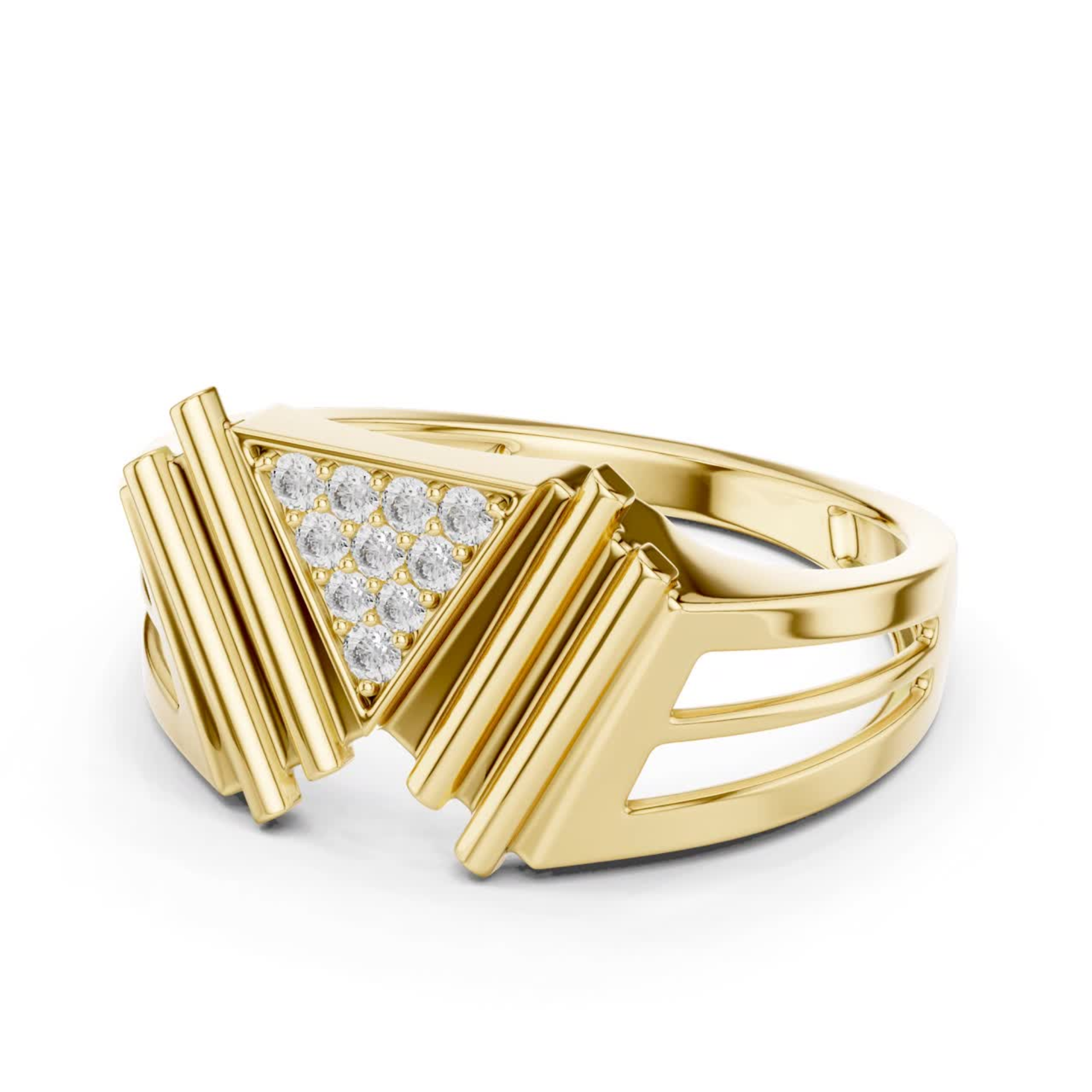 Side view yellow gold triangle diamond ring
Yellow gold geometric diamond ring side profile
Modern yellow gold triangle diamond ring side angle
Yellow gold open band geometric diamond ring view
Luxury yellow gold triangle pavé diamond ring
Yellow gold split shank diamond statement ring side view
Designer yellow gold geometric cocktail ring profile
Bold yellow gold triangle diamond fashion ring side angle
Yellow gold round diamond geometric ring side design
Side profile yellow gold triangle diamond ring