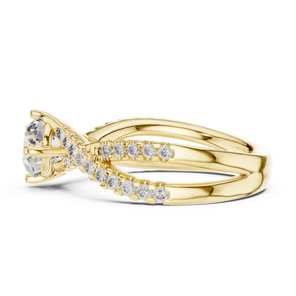 Side view of yellow gold twisted diamond ring design
Yellow gold crossover engagement ring side view profile
Split shank diamond ring side profile design
Side profile of yellow gold diamond ring setting
Twisted diamond engagement ring side angle view
Yellow gold diamond ring side detail profile
Round diamond ring side view in gold metal
Crossover diamond band ring side profile view
Yellow gold solitaire ring side view design
Side angle of twisted diamond engagement ring profile