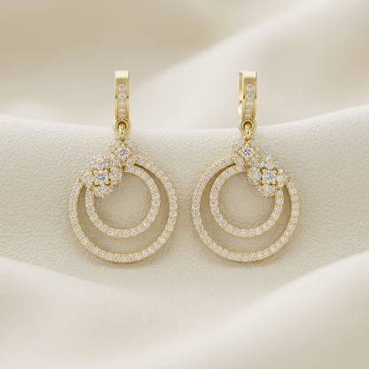 Round Lab Grown Diamond Double Circle Drop Earrings