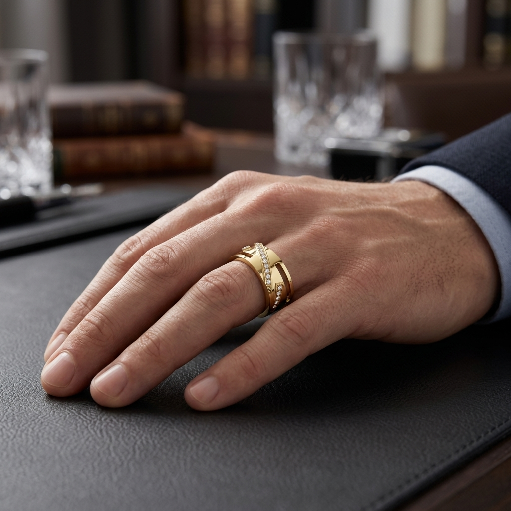 Modern Arrow Line Round Lab Grown Diamond Ring