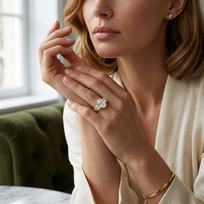 Oval Lab Grown Diamond Three Stone Engagement Ring