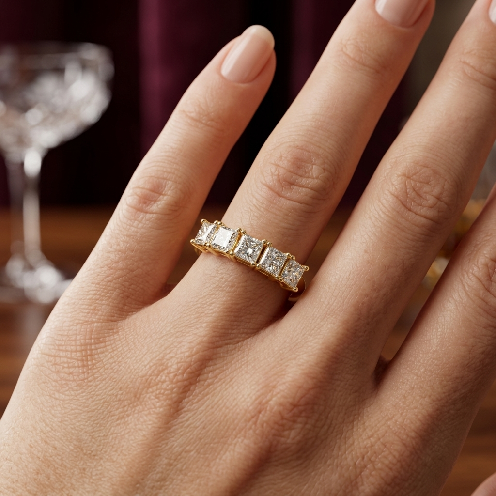 Princess Cut Lab Grown Diamond Five Stone Ring