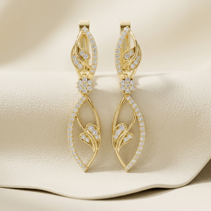Round Lab Grown Diamond Floral Drop Earrings