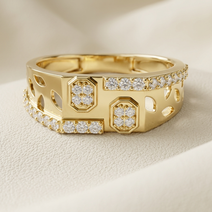 Geometric Round Lab Grown Diamond Statement Ring