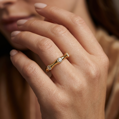 Round Lab Grown Diamond Bezel Wedding Band Ring