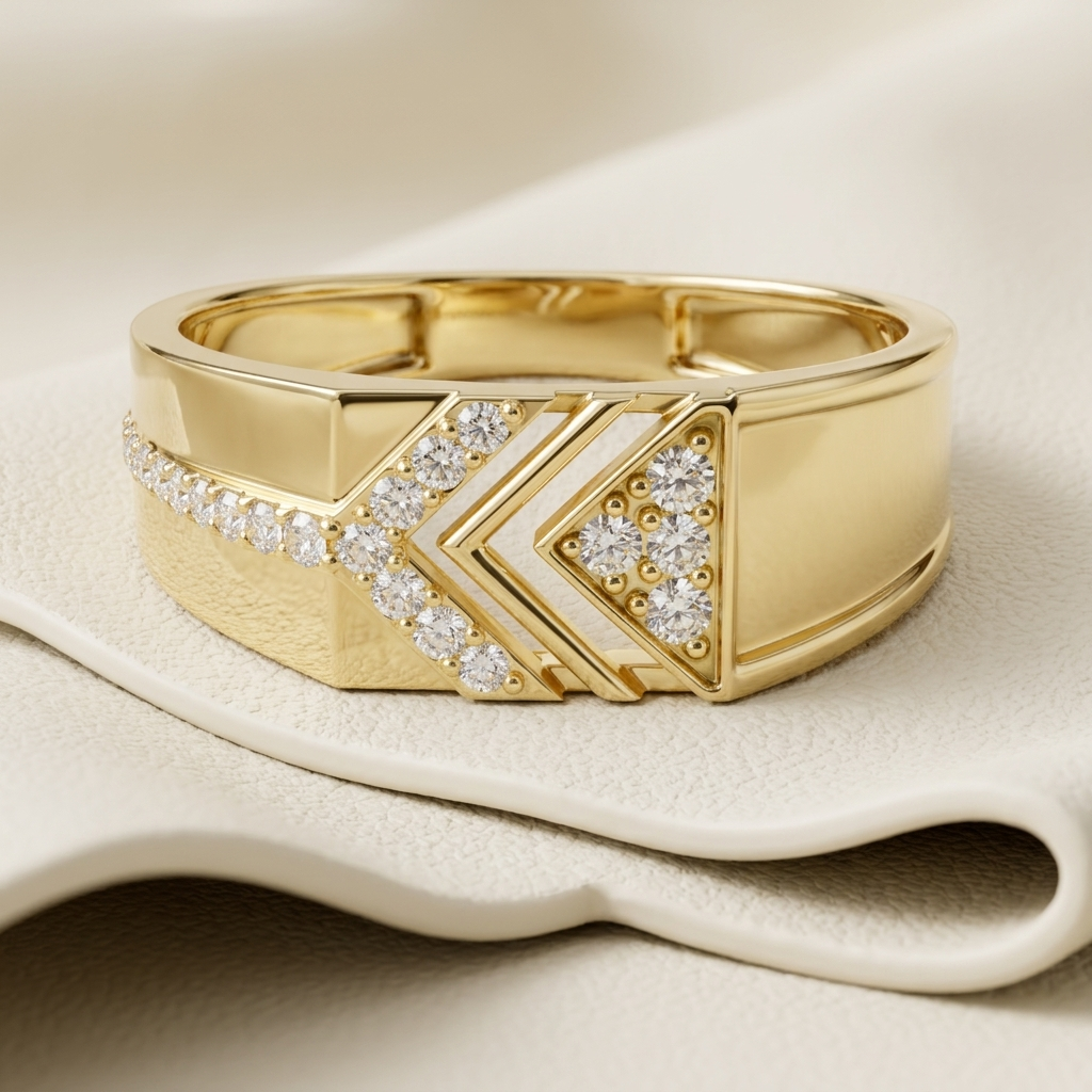 Modern Chevron Lab Grown Diamond Statement Ring