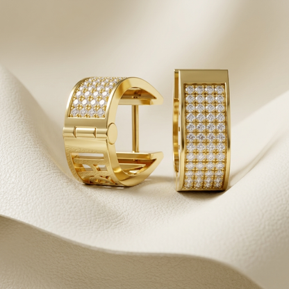 Round Lab Grown Diamond Wide Huggie Hoop Earrings