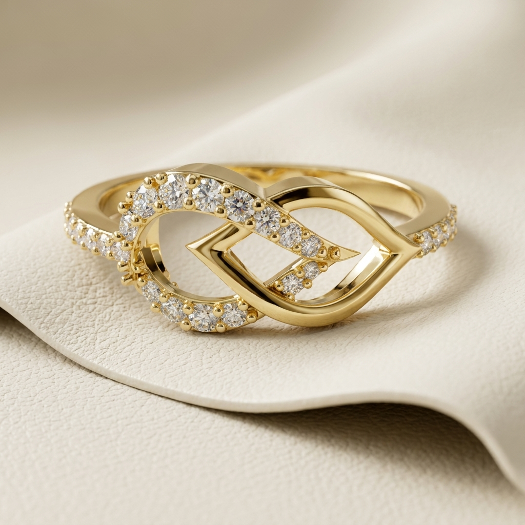 Round Lab Grown Diamond Open Leaf Bypass Ring