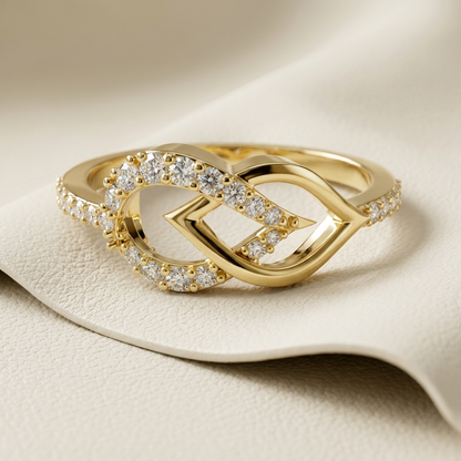 Round Lab Grown Diamond Open Leaf Bypass Ring