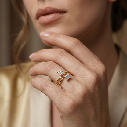 Princess Cut Lab Grown Diamond Twist Open Ring