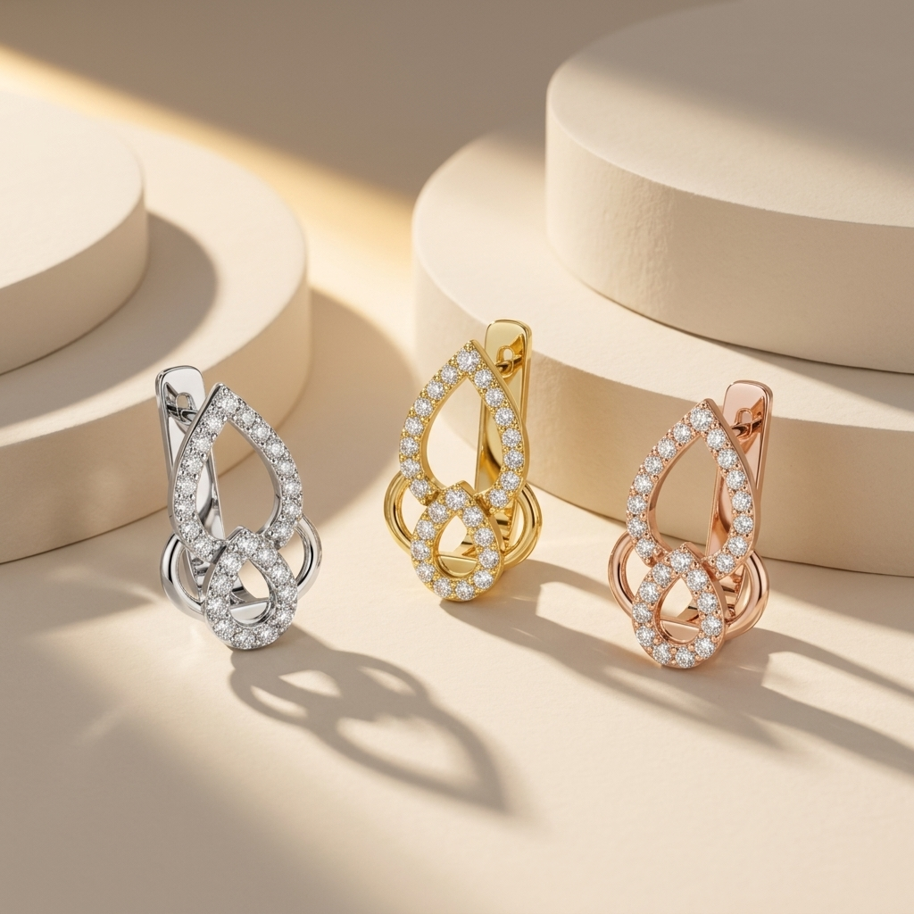 Round Lab Grown Diamond Teardrop Hoop Earrings