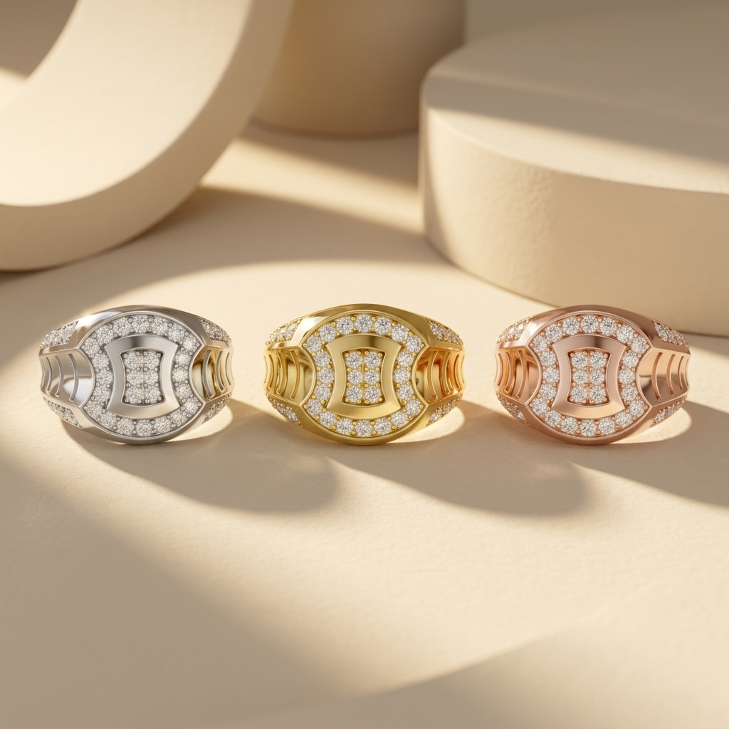 Round Lab Grown Diamond Signet Ring