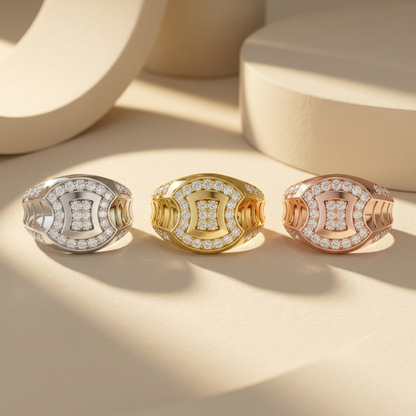 Round Lab Grown Diamond Signet Ring